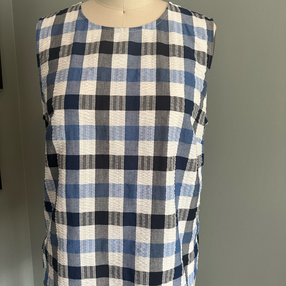 1901 Blue and Black Plaid Sleeveless Top from Nordstrom